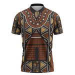 Mali Mud Cloth African Village Zipper Polo Shirt Ethnic Geometry Style
