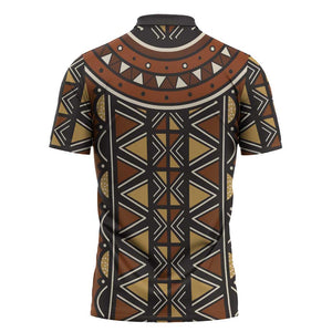 Mali Mud Cloth African Village Zipper Polo Shirt Ethnic Geometry Style