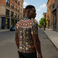 Mali Mud Cloth African Village Zipper Polo Shirt Ethnic Geometry Style