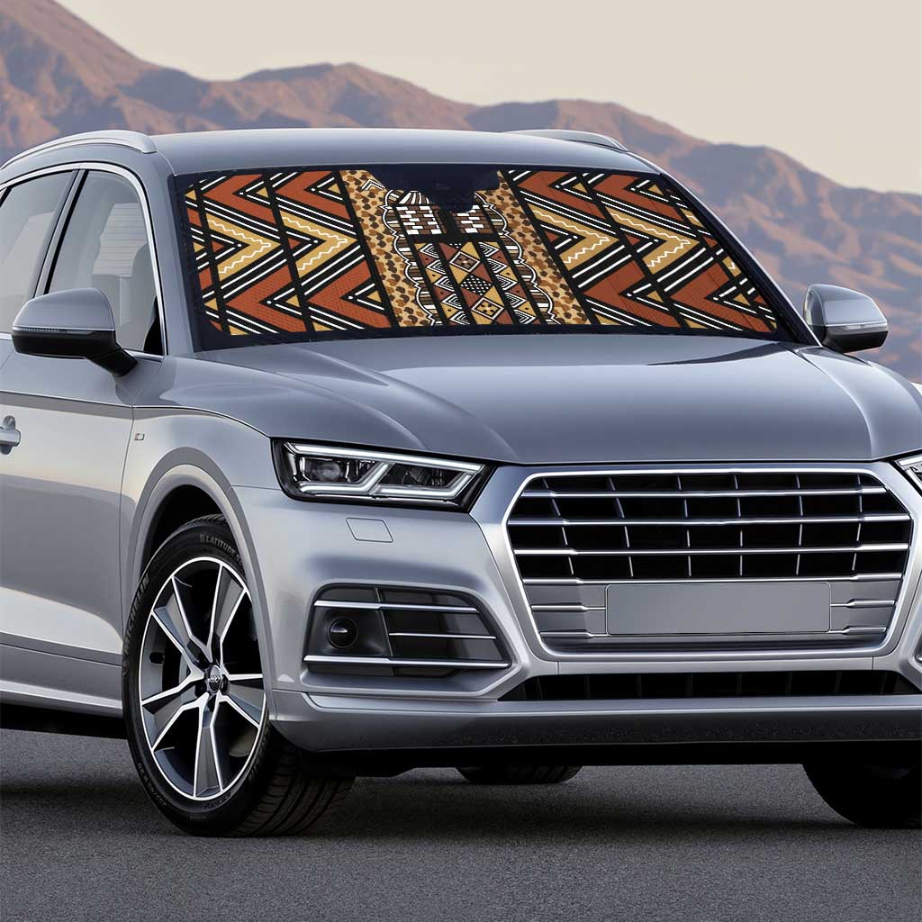 Mali Mud Cloth Leopards Legacy Auto Sun Shade Tribal Village