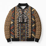 Mali Mud Cloth Leopards Legacy Bomber Puffer Jacket Tribal Village