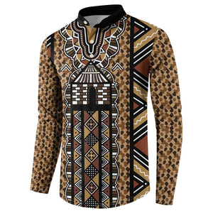 Mali Mud Cloth Leopards Legacy Button Sweatshirt Tribal Village