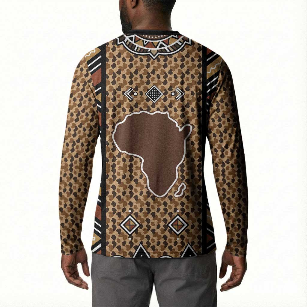 Mali Mud Cloth Leopards Legacy Button Sweatshirt Tribal Village