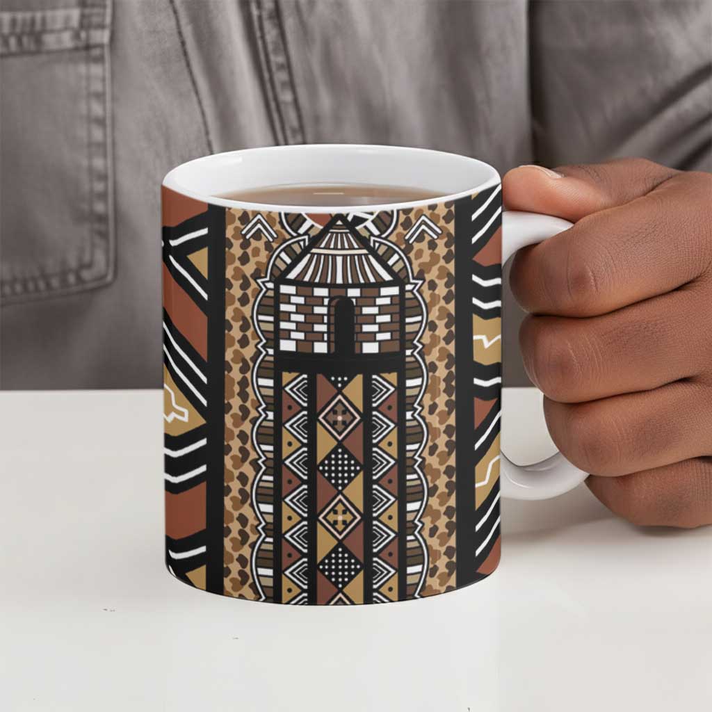 Mali Mud Cloth Leopards Legacy Ceramic Mug Tribal Village
