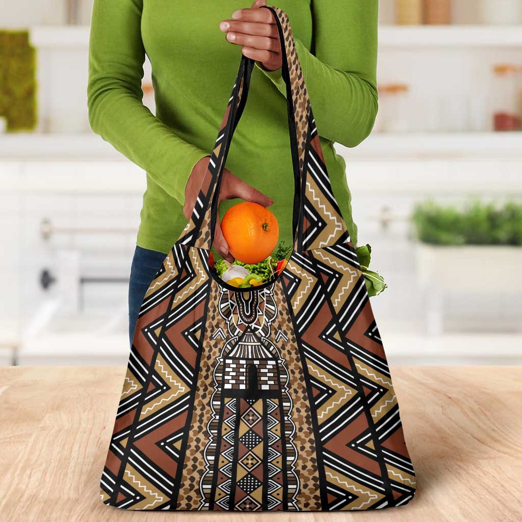 Mali Mud Cloth Leopards Legacy Grocery Bag African Tribal Pattern - African Pride