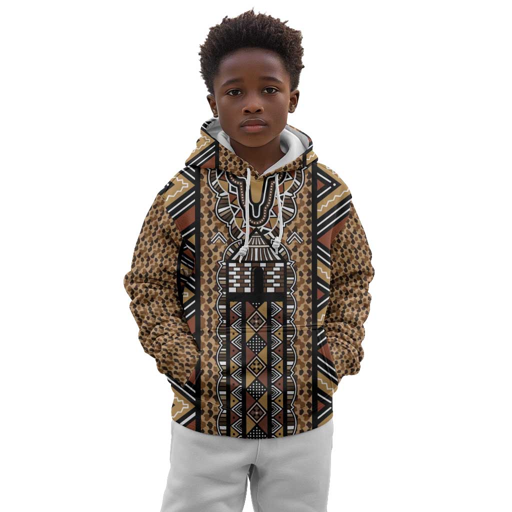 Mali Mud Cloth Leopards Legacy Kid Hoodie African Tribal Pattern - African Pride