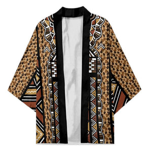 Mali Mud Cloth Leopards Legacy Kimono Tribal Village