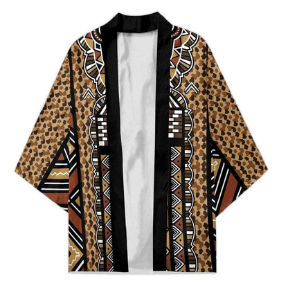 Mali Mud Cloth Leopards Legacy Kimono Tribal Village