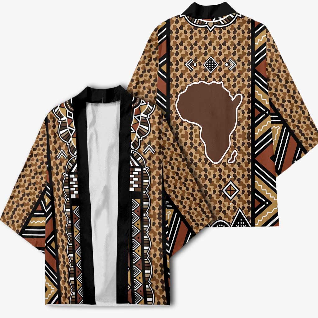 Mali Mud Cloth Leopards Legacy Kimono Tribal Village