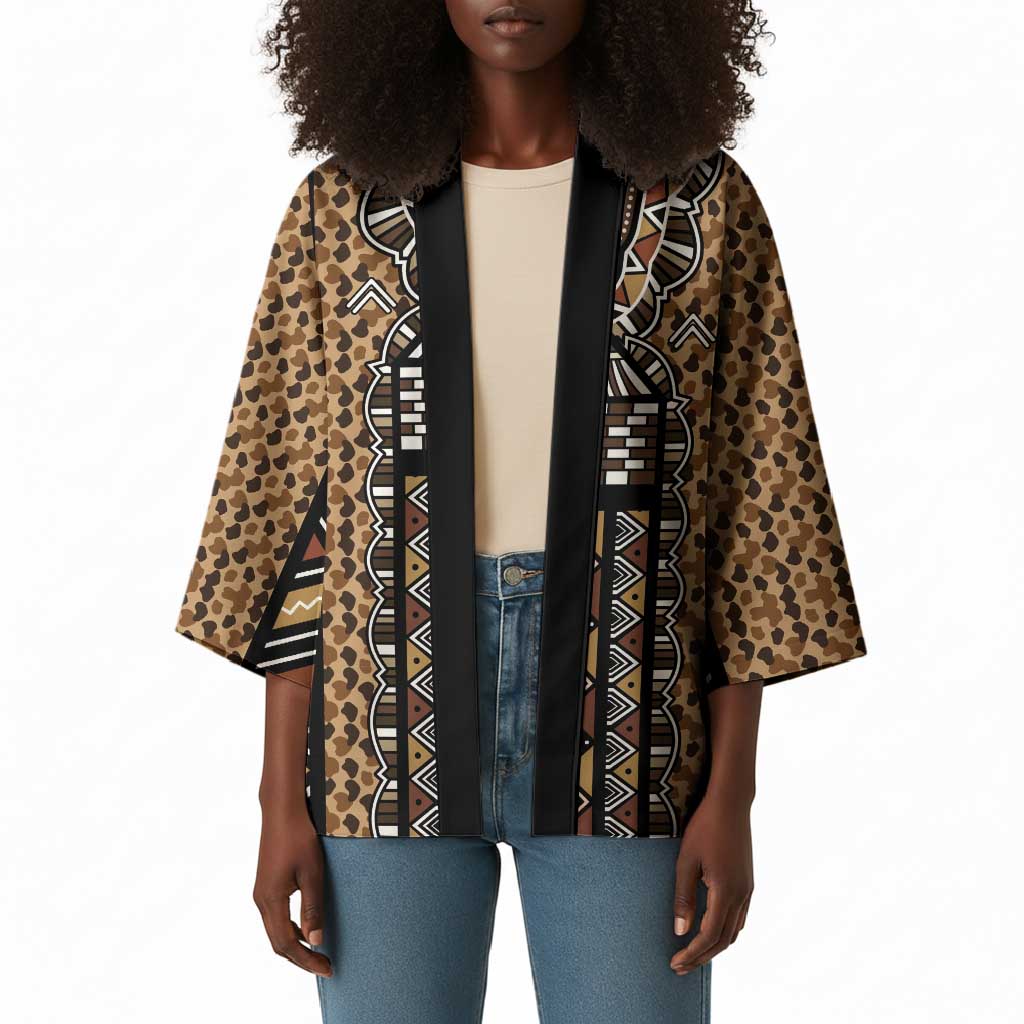 Mali Mud Cloth Leopards Legacy Kimono Tribal Village