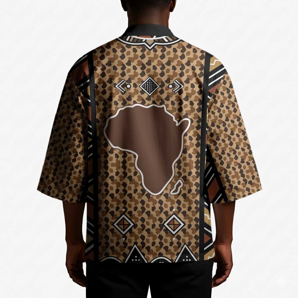 Mali Mud Cloth Leopards Legacy Kimono Tribal Village