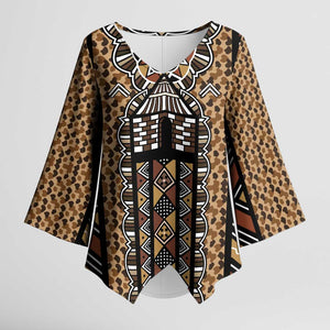 Mali Mud Cloth Leopards Legacy Kimono Sleeve Blouse Tribal Village