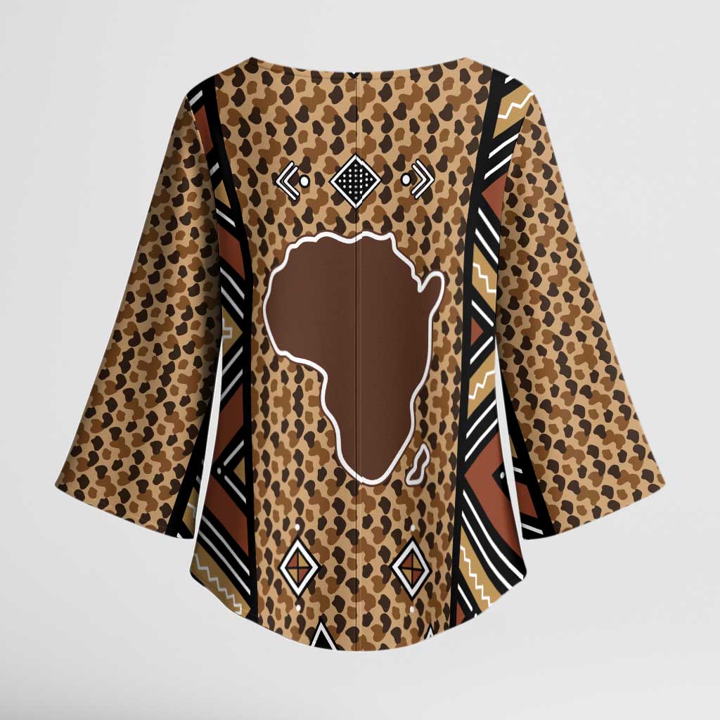 Mali Mud Cloth Leopards Legacy Kimono Sleeve Blouse Tribal Village