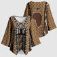 Mali Mud Cloth Leopards Legacy Kimono Sleeve Blouse Tribal Village