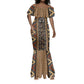 Mali Mud Cloth Leopards Legacy Mermaid Dress African Tribal Pattern - African Pride