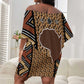 Mali Mud Cloth Leopards Legacy Off Shoulder Short Dress African Tribal Pattern - African Pride