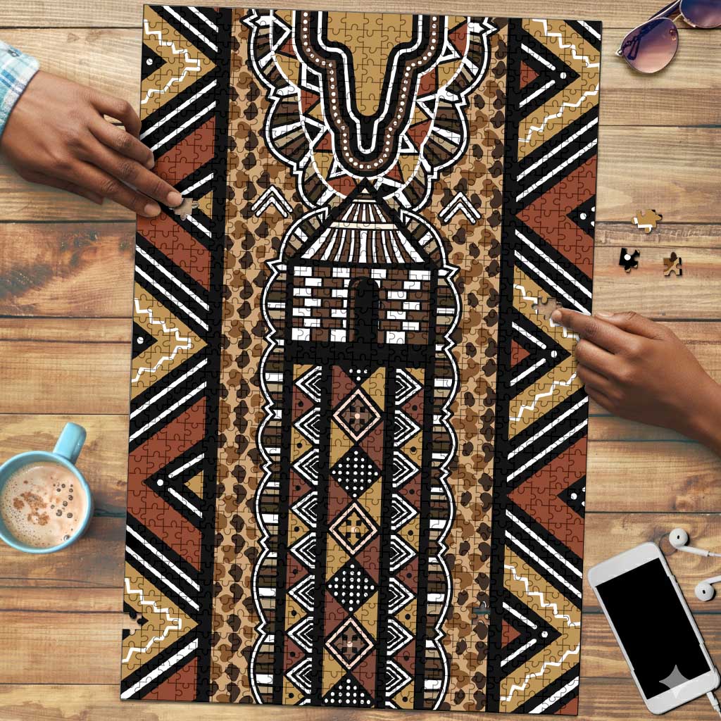 Mali Mud Cloth Leopards Legacy Puzzle Tribal Village