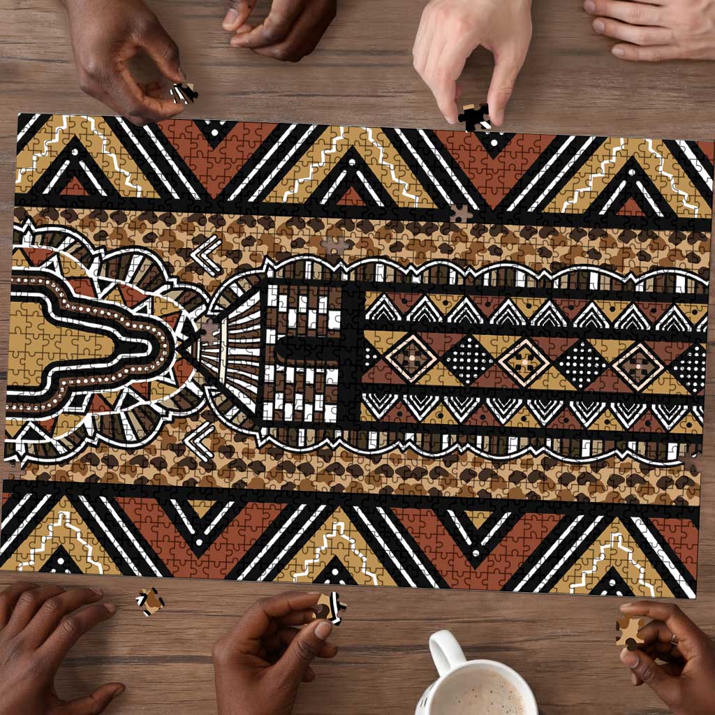 Mali Mud Cloth Leopards Legacy Puzzle Tribal Village