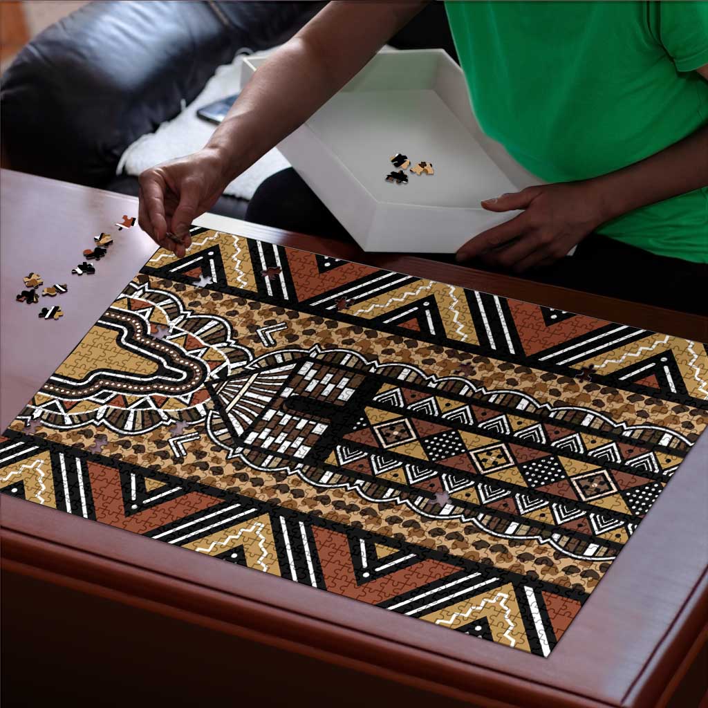 Mali Mud Cloth Leopards Legacy Puzzle Tribal Village