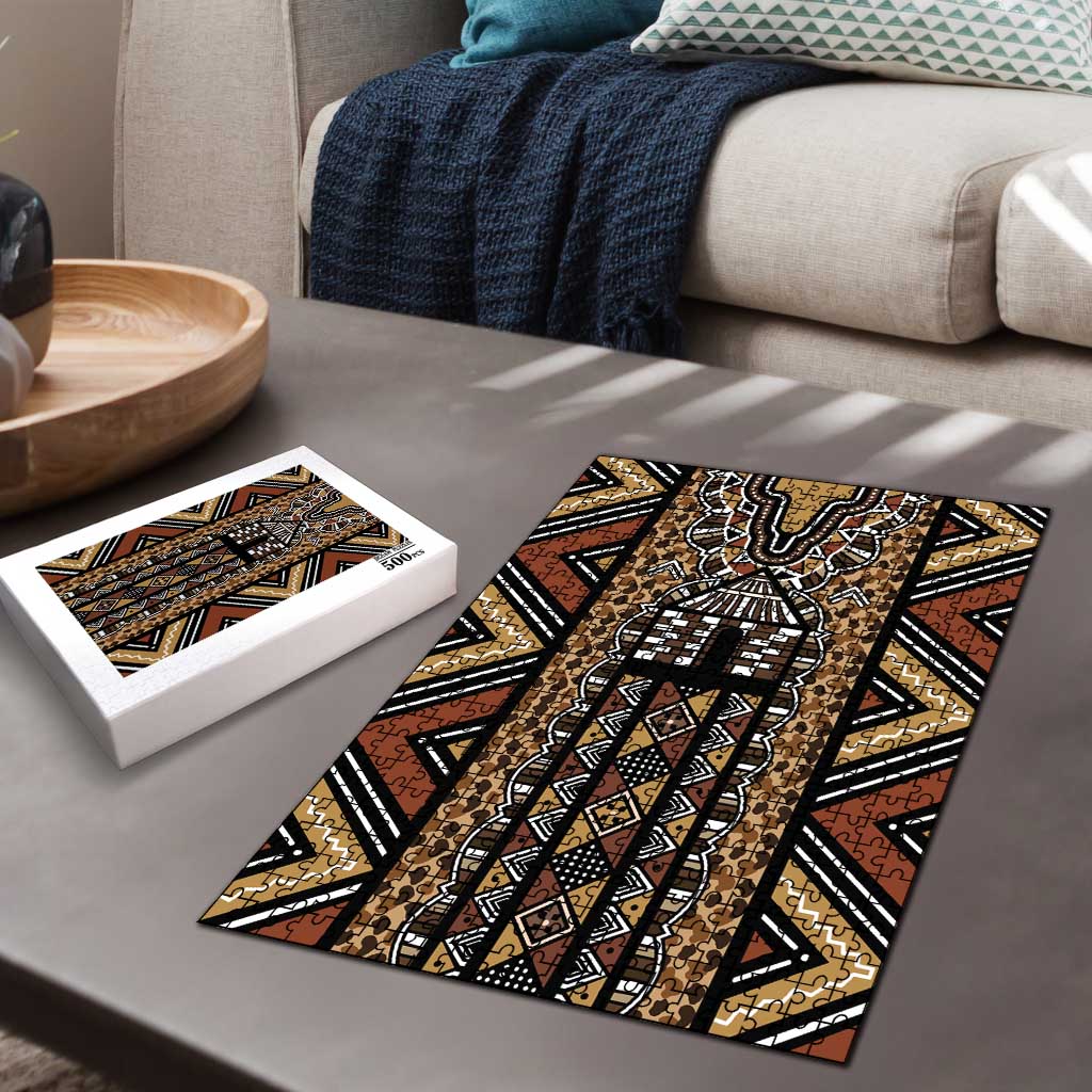Mali Mud Cloth Leopards Legacy Puzzle Tribal Village