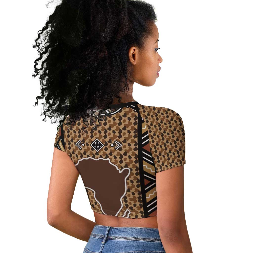 Mali Mud Cloth Leopards Legacy Raglan Cropped T shirt African Tribal Pattern - African Pride