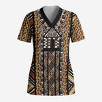 Mali Mud Cloth Leopards Legacy Scrub Top African Tribal Pattern - African Pride