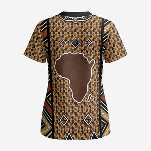 Mali Mud Cloth Leopards Legacy Scrub Top African Tribal Pattern - African Pride