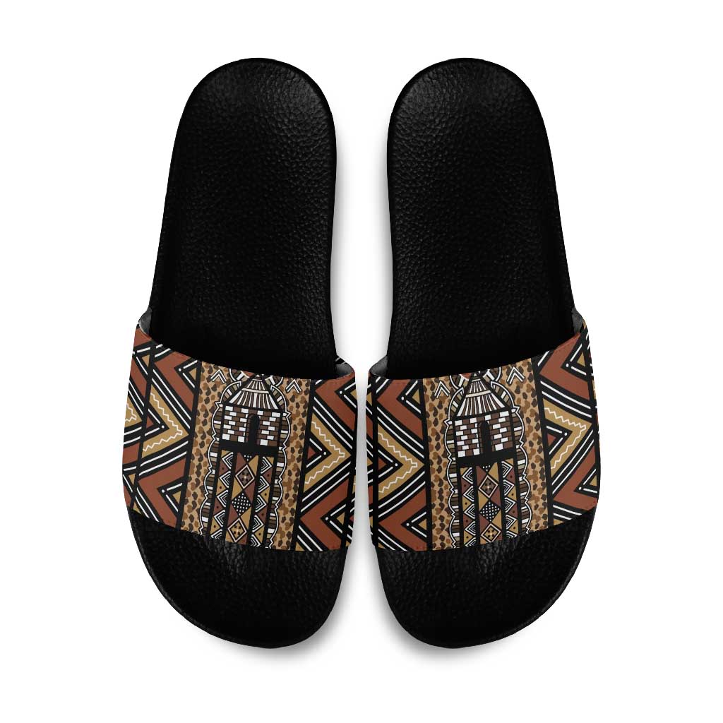 Mali Mud Cloth Leopards Legacy Slide Sandals Tribal Village
