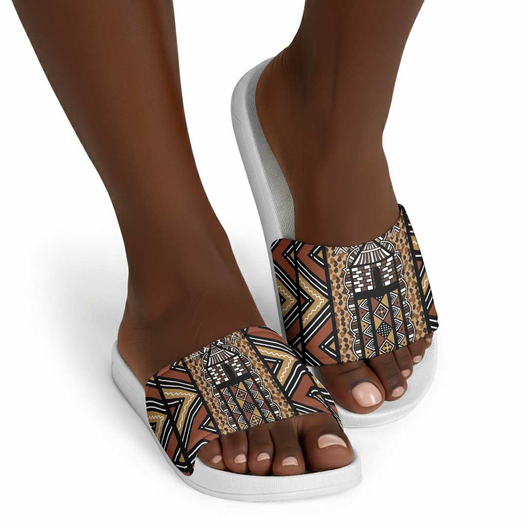 Mali Mud Cloth Leopards Legacy Slide Sandals Tribal Village