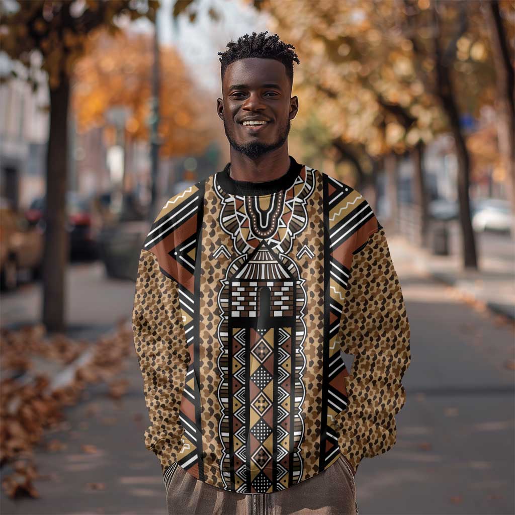 Mali Mud Cloth Leopards Legacy Sweatshirt African Tribal Pattern - African Pride