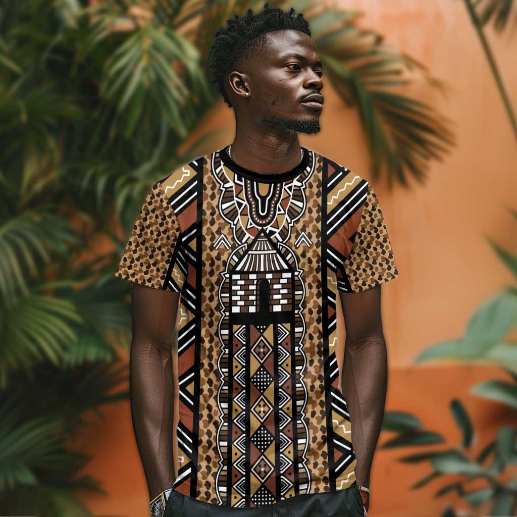 Mali Mud Cloth Leopards Legacy T shirt African Tribal Pattern - African Pride