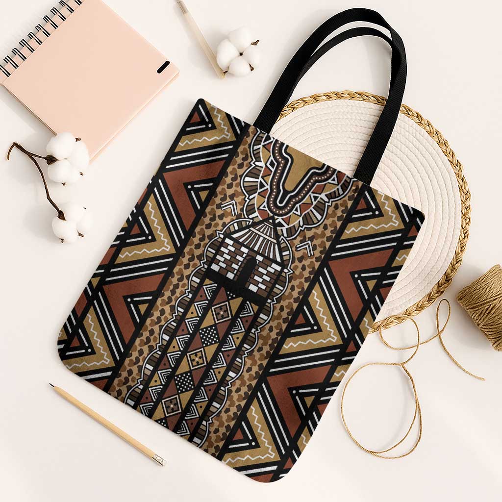 Mali Mud Cloth Leopards Legacy Tote Bag Tribal Village