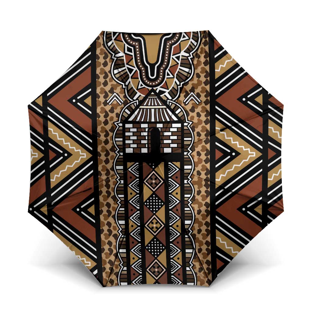 Mali Mud Cloth Leopards Legacy Umbrella Tribal Village