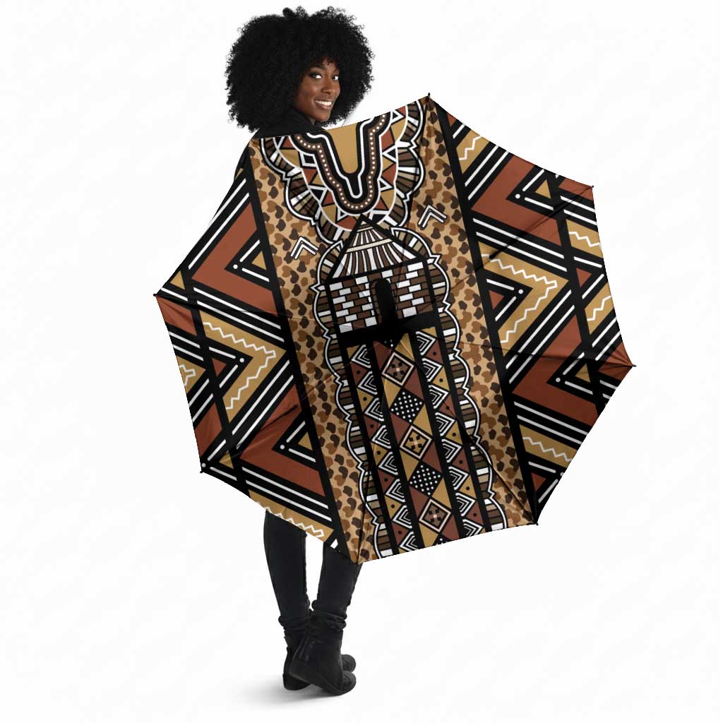 Mali Mud Cloth Leopards Legacy Umbrella Tribal Village