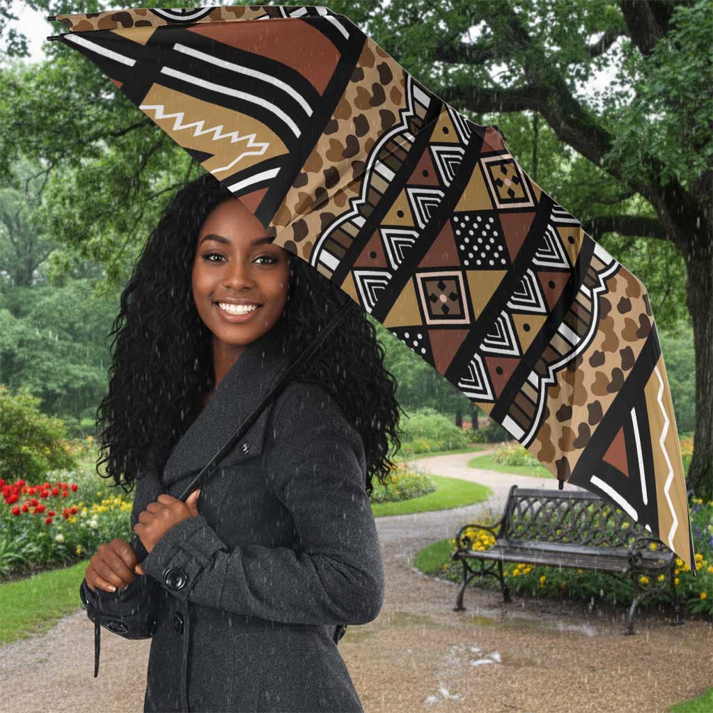 Mali Mud Cloth Leopards Legacy Umbrella Tribal Village