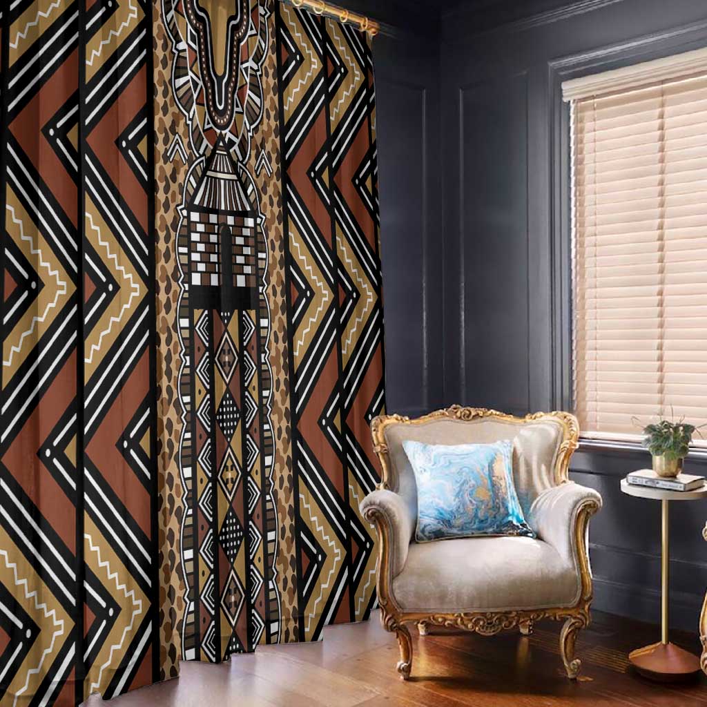 Mali Mud Cloth Leopards Legacy Window Curtain African Tribal Pattern - African Pride