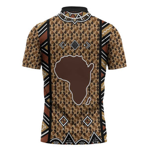 Mali Mud Cloth Leopards Legacy Zipper Polo Shirt Tribal Village
