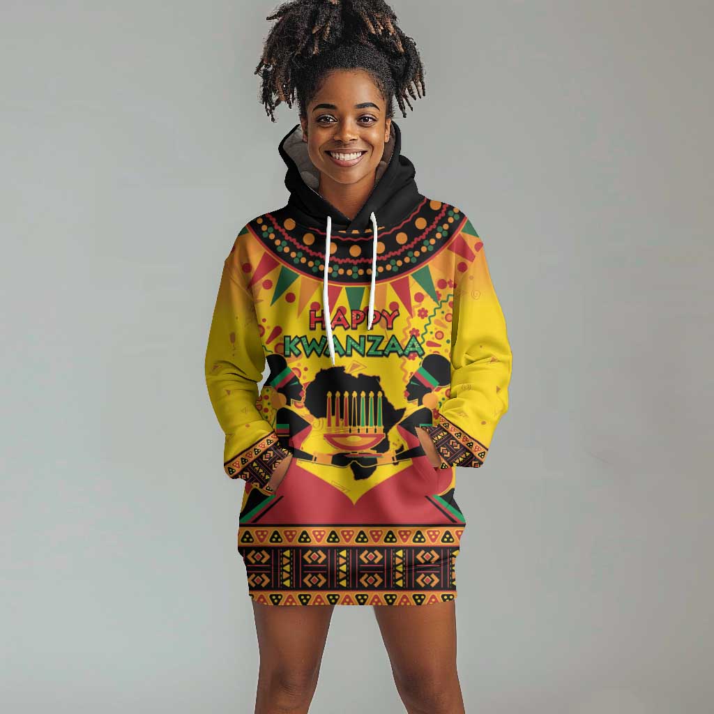 Afro-Americans Kwanzaa Hoodie Dress African Pattern