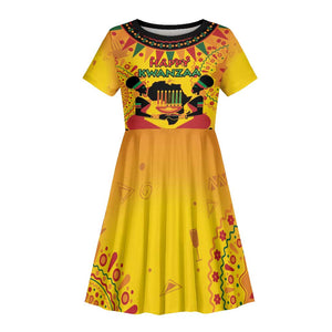 Afro-Americans Kwanzaa Kid Short Sleeve Dress African Pattern