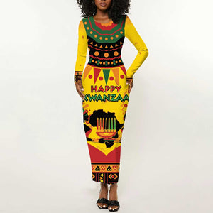 Afro-Americans Kwanzaa Long Sleeve Bodycon Dress African Pattern