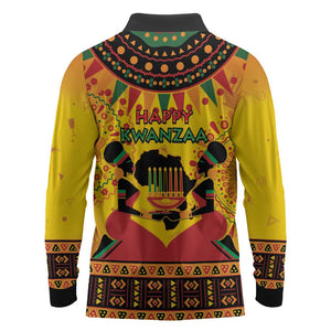 Afro-Americans Kwanzaa Long Sleeve Polo Shirt African Pattern