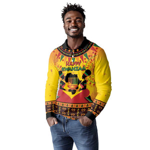 Afro-Americans Kwanzaa Long Sleeve Polo Shirt African Pattern