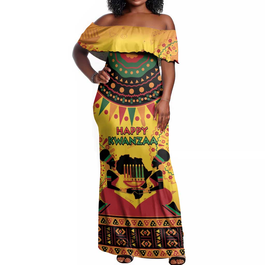 Afro-Americans Kwanzaa Off Shoulder Maxi Dress African Pattern