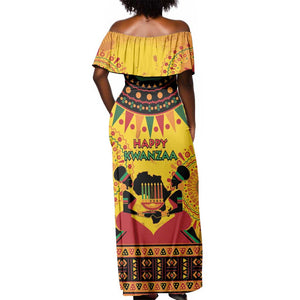 Afro-Americans Kwanzaa Off Shoulder Maxi Dress African Pattern