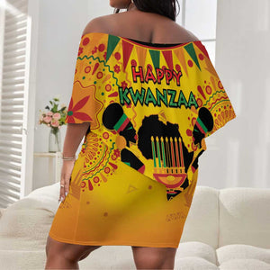 Afro-Americans Kwanzaa Off Shoulder Short Dress African Pattern