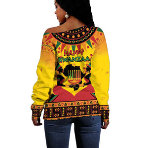 Afro-Americans Kwanzaa Off Shoulder Sweater African Pattern