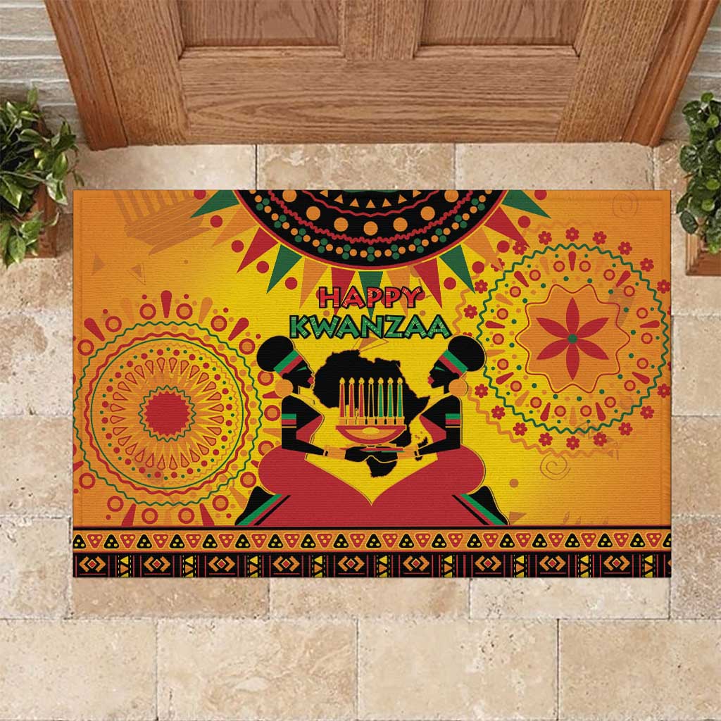 Afro-Americans Kwanzaa Rubber Doormat African Pattern