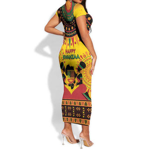 Afro-Americans Kwanzaa Short Sleeve Bodycon Dress African Pattern