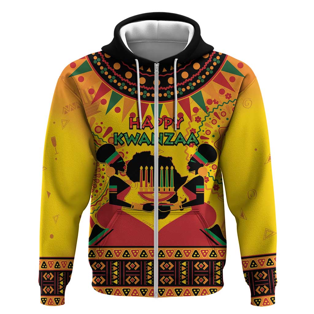 Afro-Americans Kwanzaa Zip Hoodie African Pattern