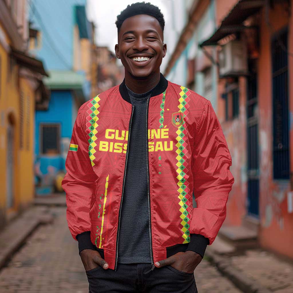 Custom Guinea Bissau Football Bomber Jacket Go Djurtus - African Pattern